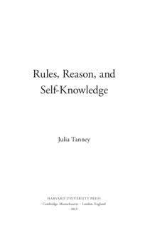 Rules, Reason, and Self-Knowledge (PDF)